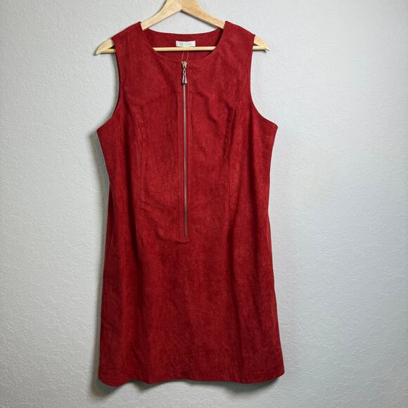 Jade Melody Tam Women's Rust‎ Sleeveless Faux Suede Shift Dress Size XL NEW - Picture 2 of 8